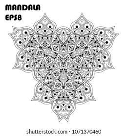 Flower Mandala. Vintage decorative elements. Oriental pattern, islam, arabic, indian, moroccan, asian, turkish, mystic, ottoman motifs. Coloring book element. Vector illustration. Eps 8