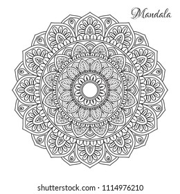 Flower Mandala. Vintage decorative elements. Oriental pattern, vector illustration. Islam, Arabic, Indian, moroccan,spain, turkish, pakistan, chinese, mystic, ottoman motifs. Coloring book page