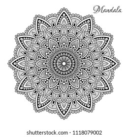 Flower Mandala. Vintage decorative elements. Oriental pattern, vector illustration. Islam, Arabic, Indian, moroccan,spain, turkish, pakistan, chinese, mystic, ottoman motifs. Coloring book page