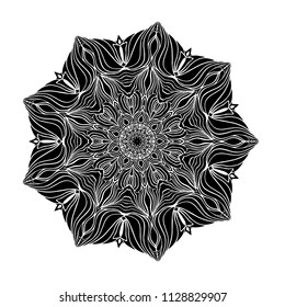 Flower Mandala. Vintage decorative elements. Oriental pattern, vector illustration. Islam, Arabic, Indian, moroccan,spain, turkish, pakistan, chinese, mystic, ottoman motifs. Coloring book page