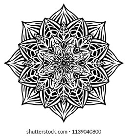 Flower Mandala. Vintage decorative elements. Oriental pattern, vector illustration. Islam, Arabic, Indian, moroccan,spain, turkish, pakistan, chinese, mystic, ottoman motifs. Coloring book page