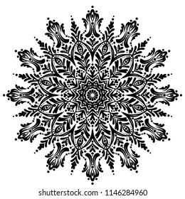 Аrabesque. Flower Mandala. Vintage decorative elements. Oriental pattern, vector illustration. Islam, Arabic, Indian, moroccan,spain, turkish, pakistan, chinese, mystic, ottoman motifs. Coloring book 