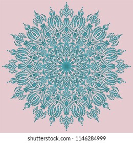 Аrabesque. Flower Mandala. Vintage decorative elements. Oriental pattern, vector illustration. Islam, Arabic, Indian, moroccan,spain, turkish, pakistan, chinese, mystic, ottoman motifs. Coloring book 