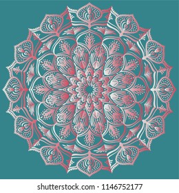 Аrabesque. Flower Mandala. Vintage decorative elements. Oriental pattern, vector illustration. Islam, Arabic, Indian, moroccan,spain, turkish, pakistan, chinese, mystic, ottoman motifs. Coloring book 