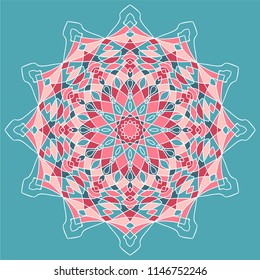 Аrabesque. Flower Mandala. Vintage decorative elements. Oriental pattern, vector illustration. Islam, Arabic, Indian, moroccan,spain, turkish, pakistan, chinese, mystic, ottoman motifs. Coloring book 