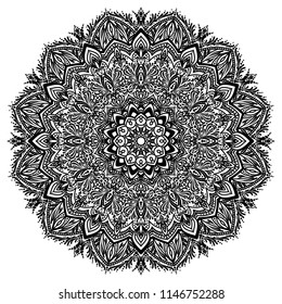 Аrabesque. Flower Mandala. Vintage decorative elements. Oriental pattern, vector illustration. Islam, Arabic, Indian, moroccan,spain, turkish, pakistan, chinese, mystic, ottoman motifs. Coloring book 