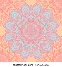 Аrabesque. Flower Mandala. Vintage decorative elements. Oriental pattern, vector illustration. Islam, Arabic, Indian, moroccan,spain, turkish, pakistan, chinese, mystic, ottoman motifs. Coloring book 