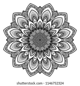 Аrabesque. Flower Mandala. Vintage decorative elements. Oriental pattern, vector illustration. Islam, Arabic, Indian, moroccan,spain, turkish, pakistan, chinese, mystic, ottoman motifs. Coloring book 