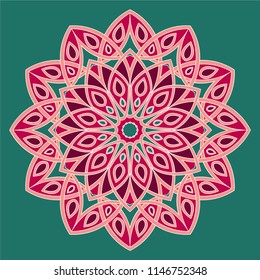 Аrabesque. Flower Mandala. Vintage decorative elements. Oriental pattern, vector illustration. Islam, Arabic, Indian, moroccan,spain, turkish, pakistan, chinese, mystic, ottoman motifs. Coloring book 