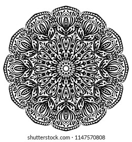 Аrabesque. Flower Mandala. Vintage decorative elements. Oriental pattern, vector illustration. Islam, Arabic, Indian, moroccan,spain, turkish, pakistan, chinese, mystic, ottoman motifs. Coloring book 