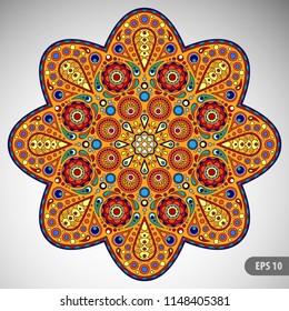 Flower Mandala. Vintage decorative elements. Oriental pattern, vector illustration. Islam, Arabic, Indian, moroccan,spain, turkish, pakistan, chinese, mystic, ottoman motifs. Coloring book page