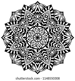 Flower Mandala. Vintage decorative elements. Oriental pattern, vector illustration. Islam, Arabic, Indian, moroccan,spain, turkish, pakistan, chinese, mystic, ottoman motifs. Coloring book page