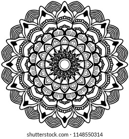 Flower Mandala. Vintage decorative elements. Oriental pattern, vector illustration. Islam, Arabic, Indian, moroccan,spain, turkish, pakistan, chinese, mystic, ottoman motifs. Coloring book page