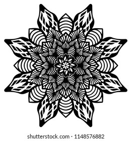 Flower Mandala. Vintage decorative elements. Oriental pattern, vector illustration. Islam, Arabic, Indian, moroccan,spain, turkish, pakistan, chinese, mystic, ottoman motifs. Coloring book page