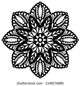 Flower Mandala. Vintage decorative elements. Oriental pattern, vector illustration. Islam, Arabic, Indian, moroccan,spain, turkish, pakistan, chinese, mystic, ottoman motifs. Coloring book page