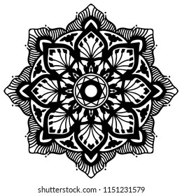 Flower Mandala. Vintage decorative elements. Oriental pattern, vector illustration. Islam, Arabic, Indian, moroccan,spain, turkish, pakistan, chinese, mystic, ottoman motifs. Coloring book page