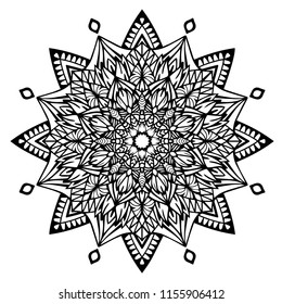 Flower Mandala. Vintage decorative elements. Oriental pattern, vector illustration. Islam, Arabic, Indian, moroccan,spain, turkish, pakistan, chinese, mystic, ottoman motifs. Coloring book page
