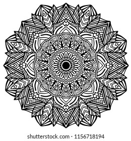 Flower Mandala. Vintage decorative elements. Oriental pattern, vector illustration. Islam, Arabic, Indian, moroccan,spain, turkish, pakistan, chinese, mystic, ottoman motifs. Coloring book page