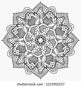 Flower Mandala. Vintage decorative elements. Oriental pattern, vector illustration. Islam, Arabic, Indian, moroccan,spain, turkish, pakistan, chinese, mystic, ottoman motifs. Coloring book page