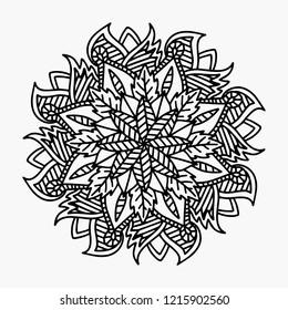 Flower Mandala. Vintage decorative elements. Oriental pattern, vector illustration. Islam, Arabic, Indian, moroccan,spain, turkish, pakistan, chinese, mystic, ottoman motifs. Coloring book page