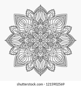 Flower Mandala. Vintage decorative elements. Oriental pattern, vector illustration. Islam, Arabic, Indian, moroccan,spain, turkish, pakistan, chinese, mystic, ottoman motifs. Coloring book page