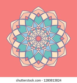 Аrabesque. Flower Mandala. Vintage decorative elements. Oriental pattern, vector illustration. Islam, Arabic, Indian, moroccan,spain, turkish, pakistan, chinese, mystic, ottoman motifs. Coloring book 