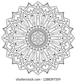 Flower Mandala. Vintage decorative elements. Oriental pattern, coloring vector illustration