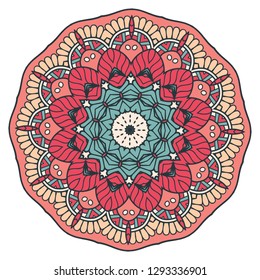 Flower Mandala. Vintage decorative elements. Oriental pattern, vector illustration. Islam, Arabic, Indian, turkish, pakistan, chinese, ottoman motifs