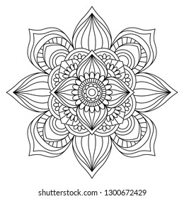Flower Mandala. Vintage decorative elements. Oriental pattern, vector illustration. Mandala Coloring page.Circular pattern in form of mandala for Henna, Mehndi, tattoo, decoration.