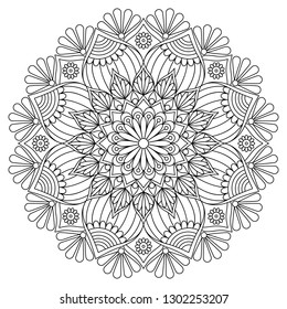 Flor Mandala. Elementos decorativos de época. Patrón oriental, ilustración vectorial. Mandala Coloring page.Patrón circular en forma de mandala para Henna, Mehndi, tatuaje, decoración.