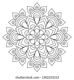 Flower Mandala. Vintage decorative elements. Oriental pattern, vector illustration. Mandala Coloring page.Circular pattern in form of mandala for Henna, Mehndi, tattoo, decoration.