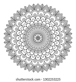 Flower Mandala. Vintage decorative elements. Oriental pattern, vector illustration. Mandala Coloring page.Circular pattern in form of mandala for Henna, Mehndi, tattoo, decoration.
