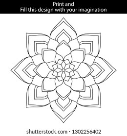 Flower Mandala. Vintage decorative elements. Oriental pattern, vector illustration. Mandala Coloring page.Circular pattern in form of mandala for Henna, Mehndi, tattoo, decoration.
