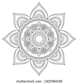 Flower Mandala. Vintage decorative elements. Oriental pattern, vector illustration. Mandala Coloring page.Circular pattern in form of mandala for Henna, Mehndi, tattoo, decoration.