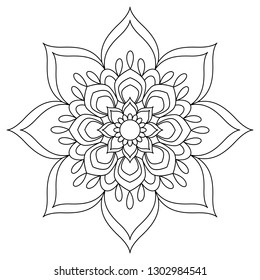 Flower Mandala. Vintage decorative elements. Oriental pattern, vector illustration. Mandala Coloring page.Circular pattern in form of mandala for Henna, Mehndi, tattoo, decoration.