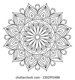 Flower Mandala. Vintage decorative elements. Oriental pattern, vector illustration. Mandala Coloring page.Circular pattern in form of mandala for Henna, Mehndi, tattoo, decoration.
