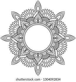 Flower Mandala. Vintage decorative elements. Oriental pattern, vector illustration. Mandala Coloring page.Circular pattern in form of mandala for Henna, Mehndi, tattoo, decoration.