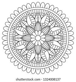 Flower Mandala. Vintage decorative elements. Oriental pattern, vector illustration. Mandala Coloring page.Circular pattern in form of mandala for Henna, Mehndi, tattoo, decoration. - Vector