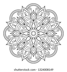 Flower Mandala. Vintage decorative elements. Oriental pattern, vector illustration. Mandala Coloring page.Circular pattern in form of mandala for Henna, Mehndi, tattoo, decoration. - Vector