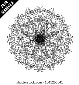 Flower Mandala. Vintage decorative elements. Oriental pattern, vector illustration. Islam, Arabic, Indian, moroccan,spain, turkish, pakistan, chinese, mystic, ottoman motifs. Coloring book page