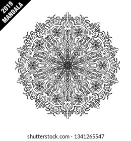 Flower Mandala. Vintage decorative elements. Oriental pattern, vector illustration. Islam, Arabic, Indian, moroccan,spain, turkish, pakistan, chinese, mystic, ottoman motifs. Coloring book page