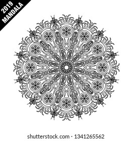 Flower Mandala. Vintage decorative elements. Oriental pattern, vector illustration. Islam, Arabic, Indian, moroccan,spain, turkish, pakistan, chinese, mystic, ottoman motifs. Coloring book page