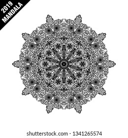 Flower Mandala. Vintage decorative elements. Oriental pattern, vector illustration. Islam, Arabic, Indian, moroccan,spain, turkish, pakistan, chinese, mystic, ottoman motifs. Coloring book page