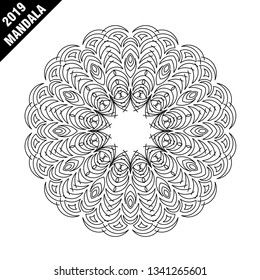 Flower Mandala. Vintage decorative elements. Oriental pattern, vector illustration. Islam, Arabic, Indian, moroccan,spain, turkish, pakistan, chinese, mystic, ottoman motifs. Coloring book page