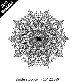 Flower Mandala. Vintage decorative elements. Oriental pattern, vector illustration. Islam, Arabic, Indian, moroccan,spain, turkish, pakistan, chinese, mystic, ottoman motifs. Coloring book page