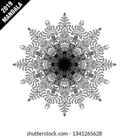 Flower Mandala. Vintage decorative elements. Oriental pattern, vector illustration. Islam, Arabic, Indian, moroccan,spain, turkish, pakistan, chinese, mystic, ottoman motifs. Coloring book page