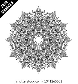 Flower Mandala. Vintage decorative elements. Oriental pattern, vector illustration. Islam, Arabic, Indian, moroccan,spain, turkish, pakistan, chinese, mystic, ottoman motifs. Coloring book page