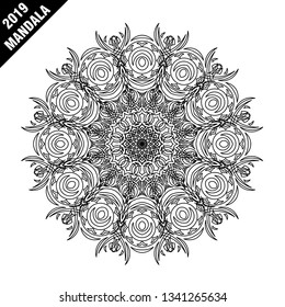 Flower Mandala. Vintage decorative elements. Oriental pattern, vector illustration. Islam, Arabic, Indian, moroccan,spain, turkish, pakistan, chinese, mystic, ottoman motifs. Coloring book page