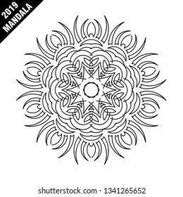 Flower Mandala. Vintage decorative elements. Oriental pattern, vector illustration. Islam, Arabic, Indian, moroccan,spain, turkish, pakistan, chinese, mystic, ottoman motifs. Coloring book page