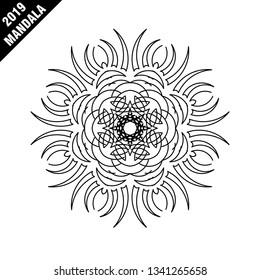 Flower Mandala. Vintage decorative elements. Oriental pattern, vector illustration. Islam, Arabic, Indian, moroccan,spain, turkish, pakistan, chinese, mystic, ottoman motifs. Coloring book page